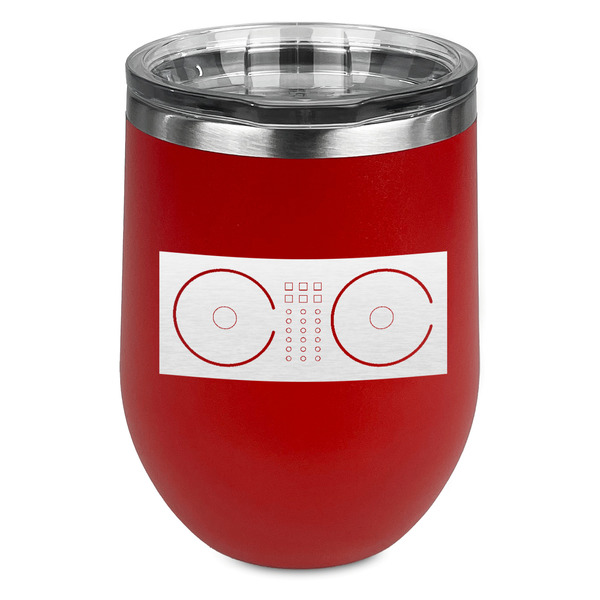 Custom DJ Music Master Stemless Stainless Steel Wine Tumbler - Red - Single Sided