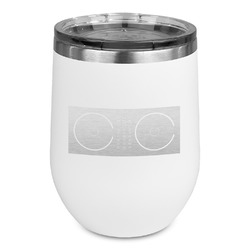 DJ Music Master Stemless Stainless Steel Wine Tumbler - White - Double Sided (Personalized)