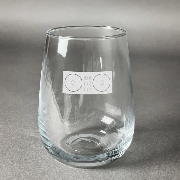 Custom DJ Music Master Stemless Wine Glass - Engraved