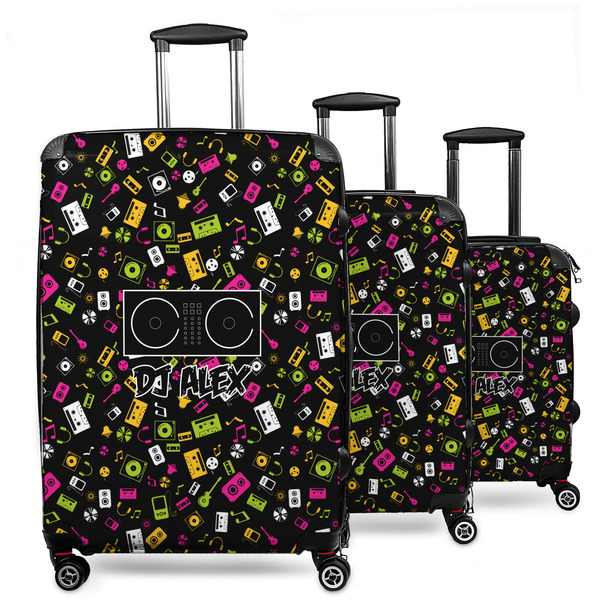 Custom DJ Music Master 3 Piece Luggage Set - 20" Carry On, 24" Medium Checked, 28" Large Checked (Personalized)