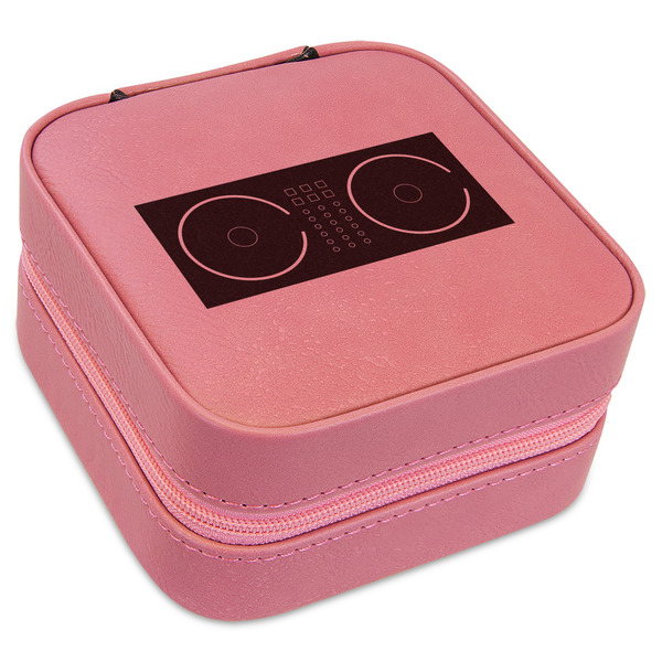 Custom DJ Music Master Travel Jewelry Boxes - Pink Leather