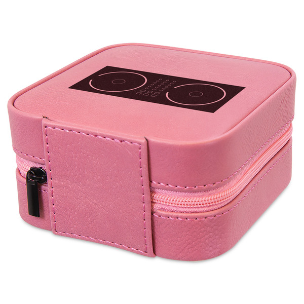 DJ Music Master Travel Jewelry Boxes - Leather - Pink - View from Rear