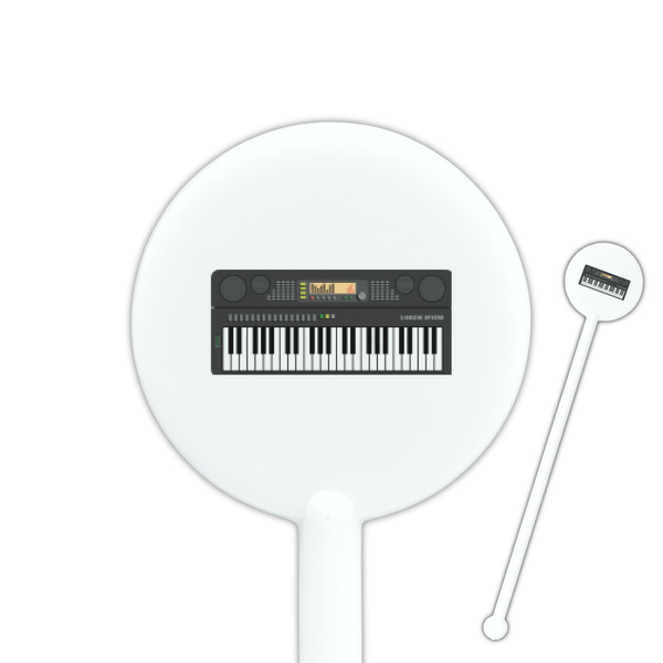 Custom DJ Music Master 5.5" Round Plastic Stir Sticks - White - Single Sided