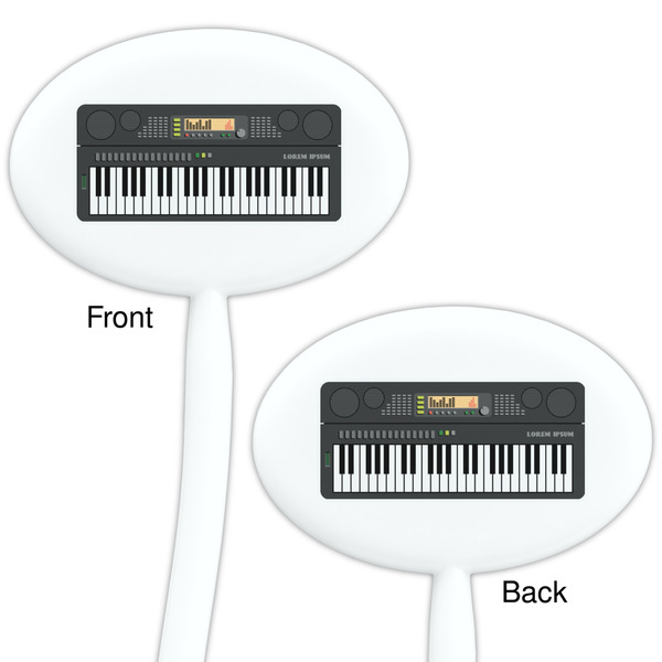 DJ Music Master White Plastic 7" Stir Stick - Double Sided - Oval - Front & Back