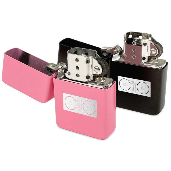 DJ Music Master Windproof Lighters - Black & Pink - Open