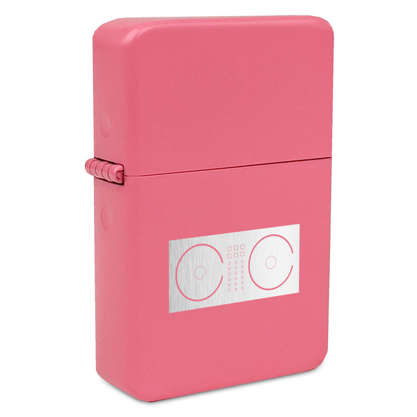 Custom DJ Music Master Windproof Lighter - Pink - Double Sided & Lid Engraved
