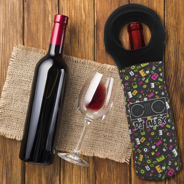DJ Music Master Wine Tote Bag - FLATLAY