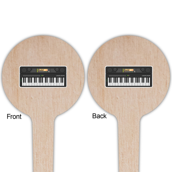 DJ Music Master Wooden 4" Food Pick - Round - Double Sided - Front & Back