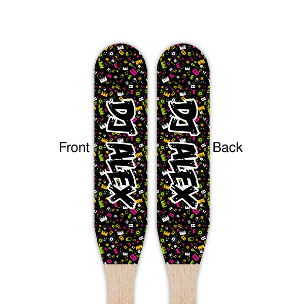 DJ Music Master Wooden Food Pick - Paddle - Double Sided - Front & Back