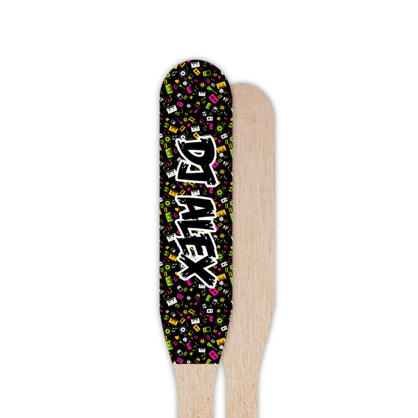 DJ Music Master Wooden Food Pick - Paddle - Single Sided - Front & Back