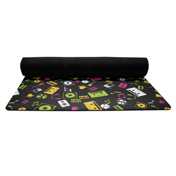 DJ Music Master Yoga Mat Rolled up Black Rubber Backing