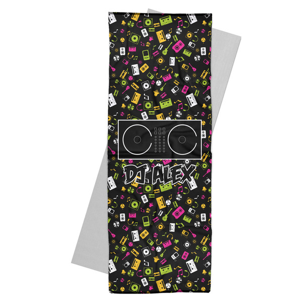 Custom DJ Music Master Yoga Mat Towel w/ Name or Text