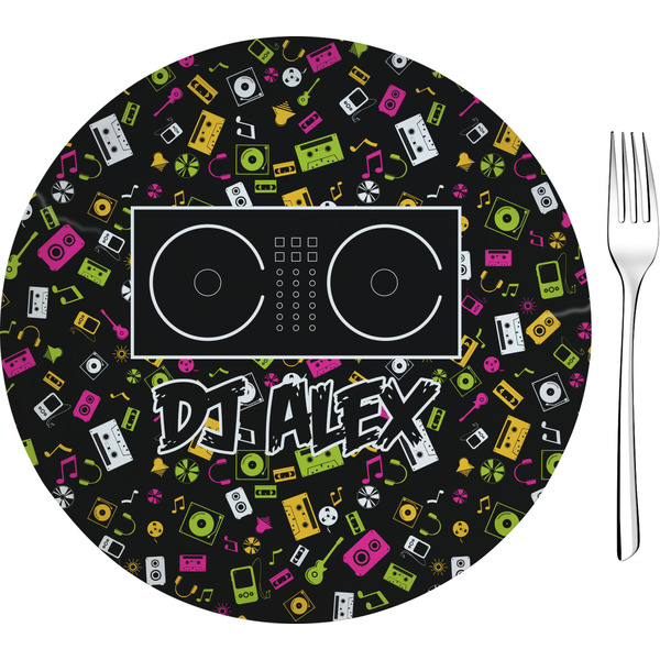 Custom Music DJ Master 8" Glass Appetizer / Dessert Plates - Single or Set (Personalized)