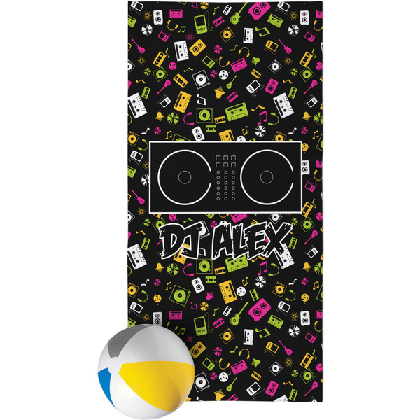 Custom Music DJ Master Beach Towel w/ Name or Text