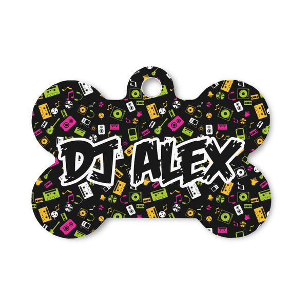 Custom DJ Music Master Bone Shaped Dog ID Tag - Small (Personalized)