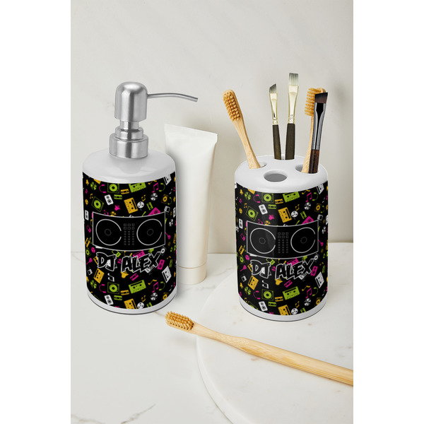 Music DJ Master Ceramic Bathroom Accessories - LIFESTYLE (toothbrush holder & soap dispenser)
