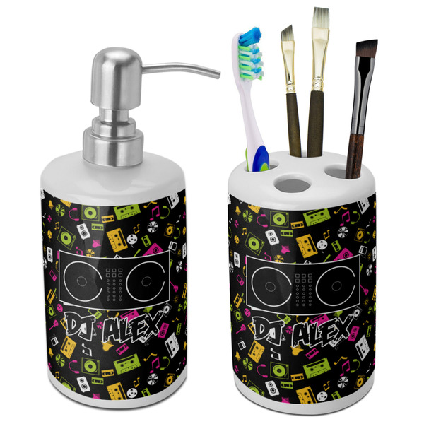 Custom Music DJ Master Ceramic Bathroom Accessories Set (Personalized)