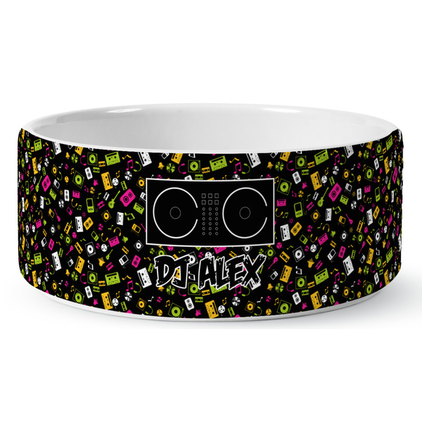 Custom Music DJ Master Ceramic Dog Bowl - Medium (Personalized)