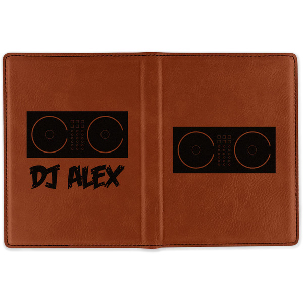 Music DJ Master Cognac Leather Passport Holder Outside Double Sided - Apvl