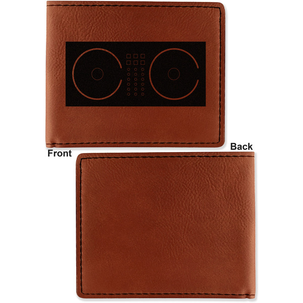 Music DJ Master Cognac Leatherette Bifold Wallets - Front and Back Single Sided - Apvl