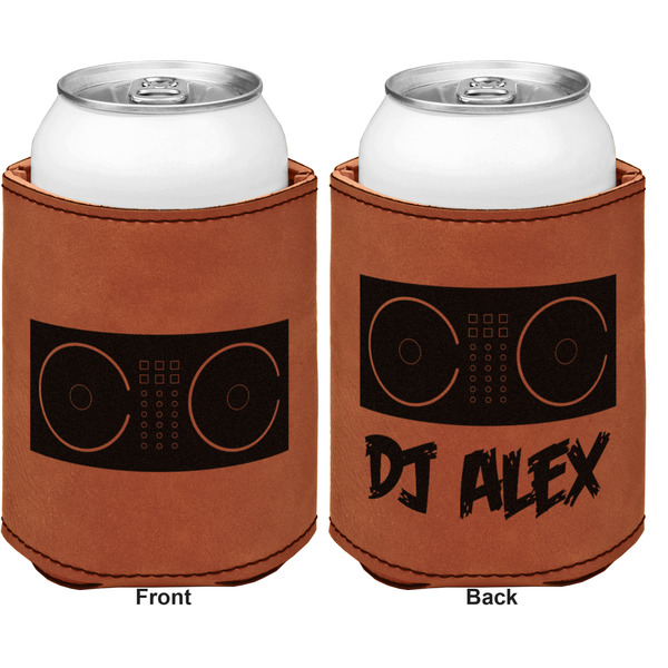 Music DJ Master Cognac Leatherette Can Sleeve - Double Sided Front and Back