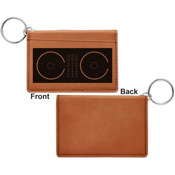 Music DJ Master Cognac Leatherette Keychain ID Holders - Front Apvl