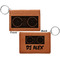Music DJ Master Cognac Leatherette Keychain ID Holders - Front and Back Apvl
