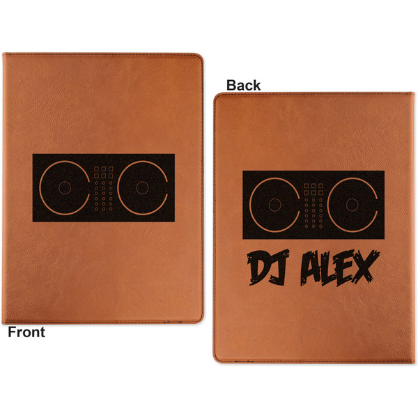Music DJ Master Cognac Leatherette Portfolios with Notepad - Large - Double Sided - Apvl