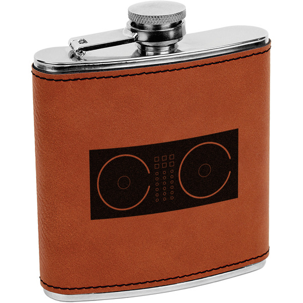Custom Music DJ Master Leatherette Wrapped Stainless Steel Flask
