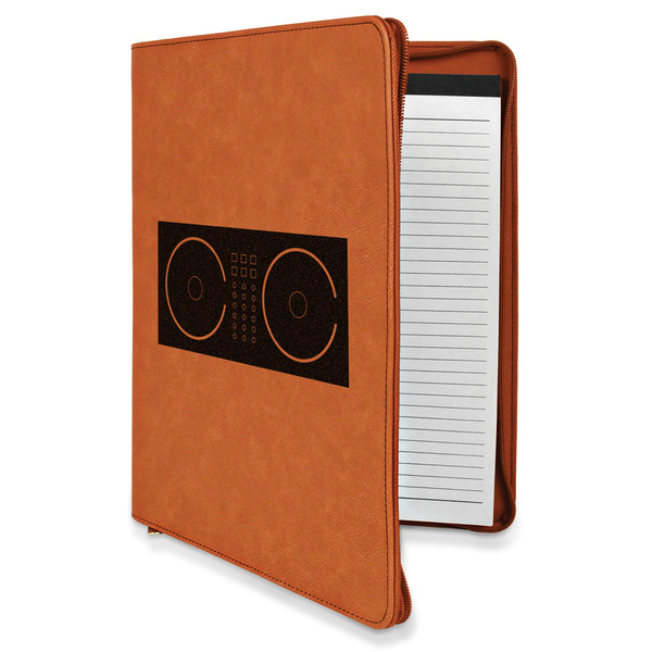 Custom Music DJ Master Leatherette Zipper Portfolio with Notepad