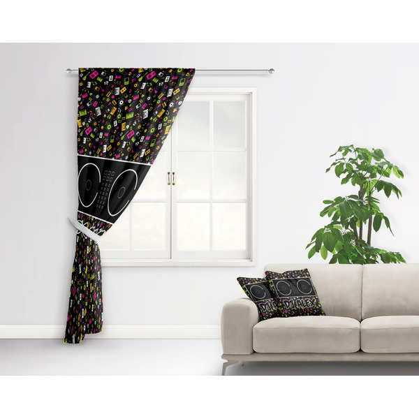 Music DJ Master Curtain With Window and Rod - in Room Matching Pillow