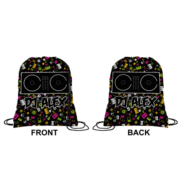 Music DJ Master Drawstring Backpack Front & Back Medium