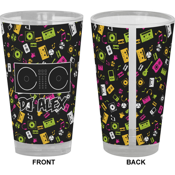 DJ Music Master Pint Glass - Full Color - Front & Back Views