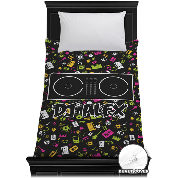 Custom Music DJ Master Duvet Cover - Twin w/ Name or Text