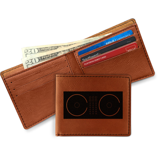 Music DJ Master Leather Bifold Wallet - Open Wallet In Back