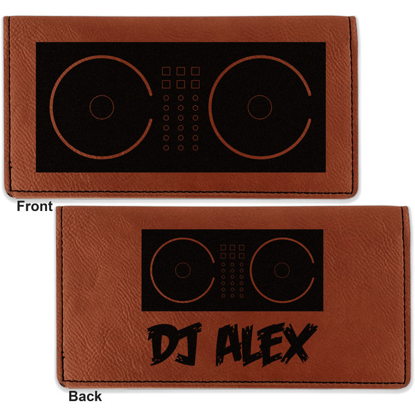 Music DJ Master Leather Checkbook Holder Front and Back