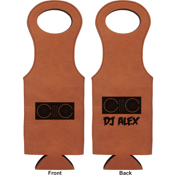 Music DJ Master Leatherette Wine Tote Double Sided - Front and Back
