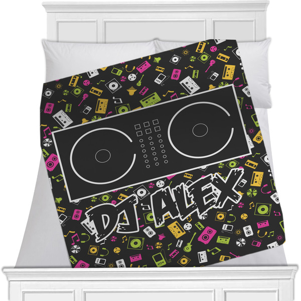 Custom Music DJ Master Minky Blanket - Toddler / Throw - 60"x50" - Double Sided w/ Name or Text