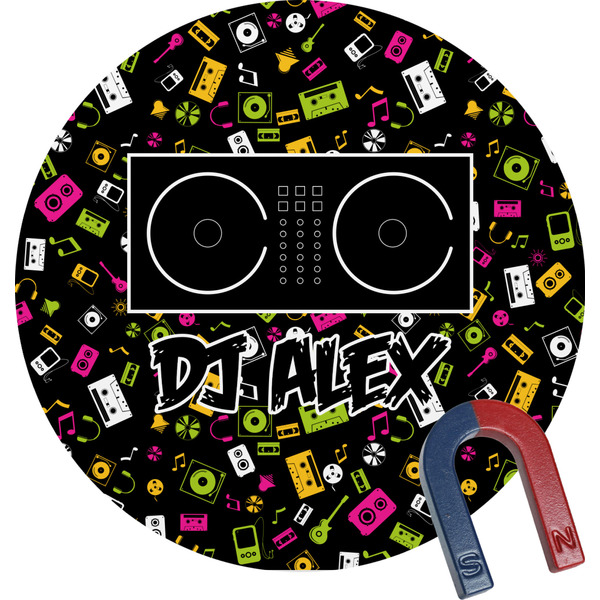 Custom Music DJ Master Round Fridge Magnet (Personalized)