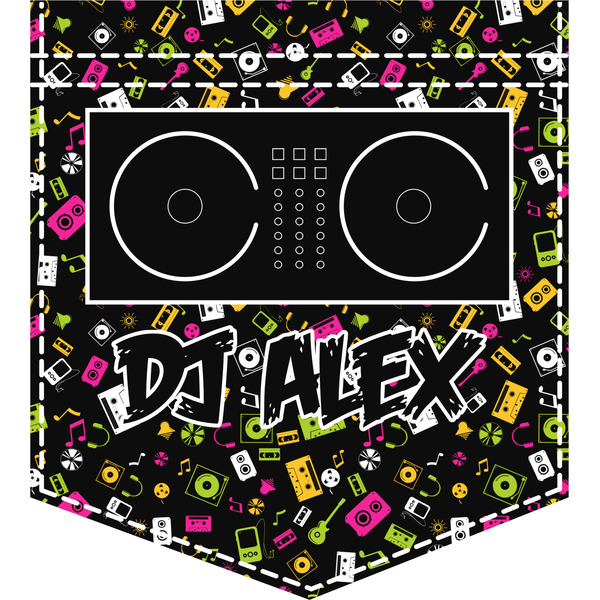 Custom Music DJ Master Iron On Faux Pocket w/ Name or Text