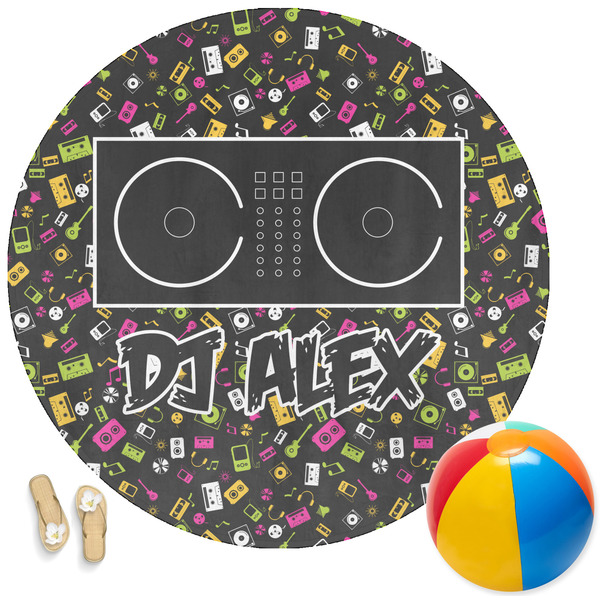 Custom Music DJ Master Round Beach Towel (Personalized)
