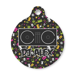 DJ Music Master Round Pet ID Tag - Small (Personalized)