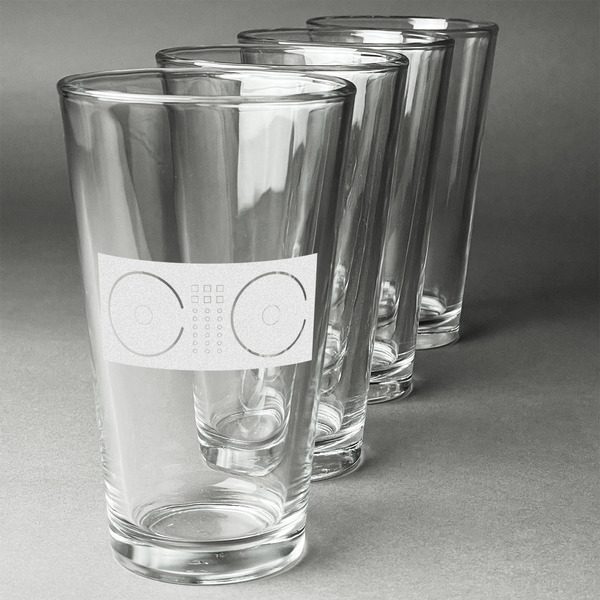 DJ Music Master Set of Four Engraved Pint Glasses - Set View