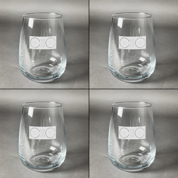 Music DJ Master Set of Four Personalized Stemless Wineglasses (Approval)