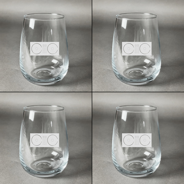 Music DJ Master Set of Four Personalized Stemless Wineglasses (Approval)