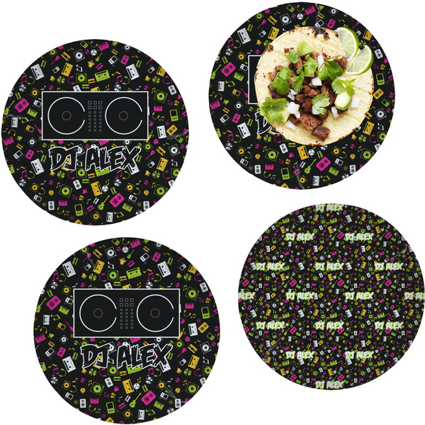 Custom Music DJ Master Set of 4 Glass Lunch / Dinner Plate 10" (Personalized)