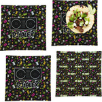 Music DJ Master Set of 4 Glass Square Lunch / Dinner Plate 9.5" w/ Name or Text