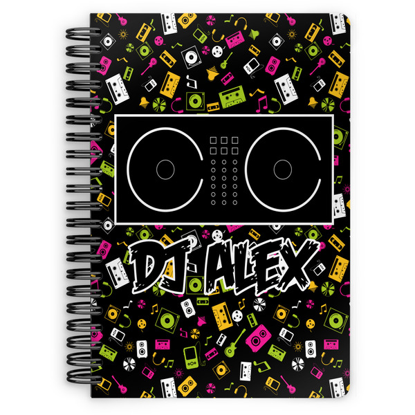 Custom DJ Music Master Spiral Notebook - 7x10 w/ Name or Text