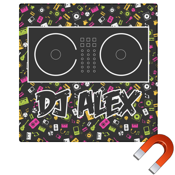 Custom Music DJ Master Square Car Magnet - 6" w/ Name or Text