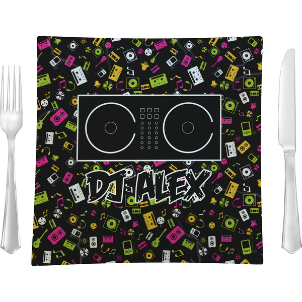 Custom Music DJ Master 9.5" Glass Square Lunch / Dinner Plate- Single or Set of 4 (Personalized)